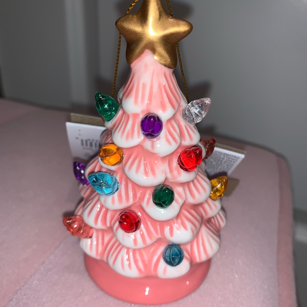 Light up Ceramic Retro Christmas Tree Ornament nwt
